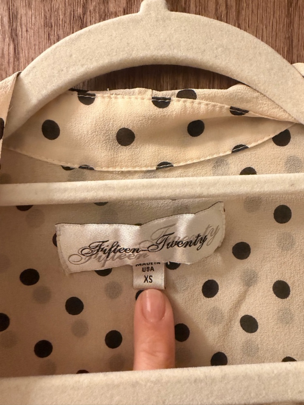 Fifteen Twenty Cream Blouse with Black Polka Dots - Picture 5 of 7